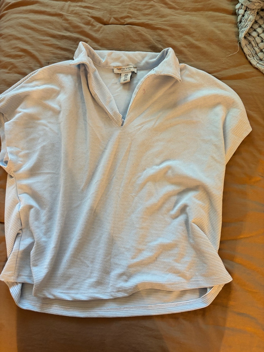 Martha Stewart Light Blue Ribbed Crewneck Sweater